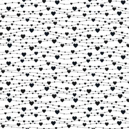 Afbeeldingen van Coated cadeaupapier 30cm 200m - Love Black Hearts