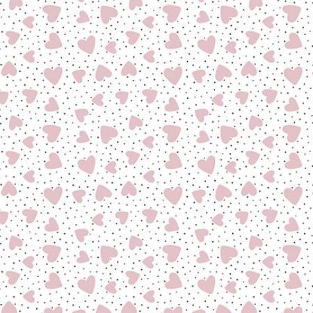 Afbeeldingen van Coated cadeaupapier 30cm 200m - Love Rose Hearts Black Dots