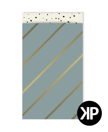 KP® Cadeauzakjes 12x19cm Stripes grey/gold