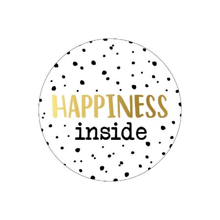 Sticker rond 40mm - Happiness Inside + confetti 250p/r