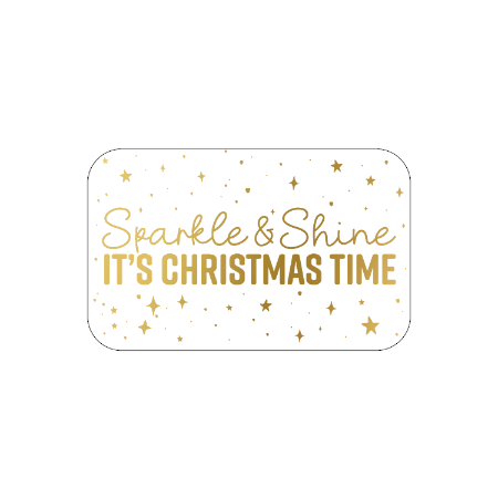 KP® Stickers 40x25mm - Sparkle en Shine It is Christmas time (Wit/Goud) 250p/r