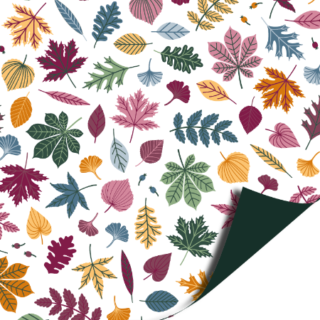 KP® Coated cadeaupapier 50cm 100m - Autumn Leaves White