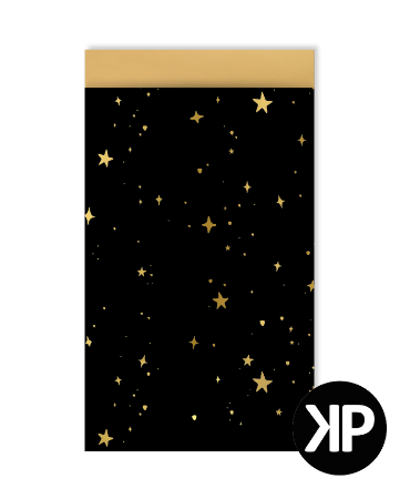 KP® Cadeauzakjes 12x19cm Stars by Night Black/Gold