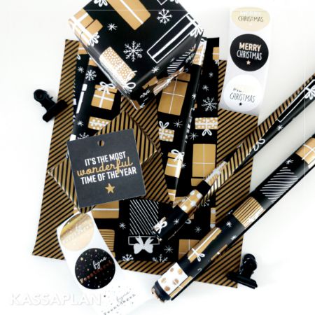 Sfeerfoto - Cadeaupapier Holiday Gifts Black/Gold