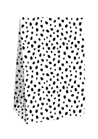 KP® Gift bag - 101 Dots wit/zwart - 15 x 6 x 24,5 + 4cm, 25st	
