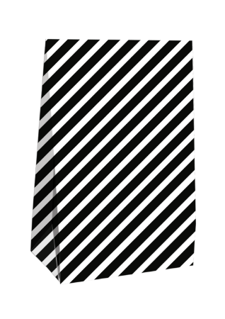 KP® Gift bag - Diagonal Lines zwart/wit - 15 x 6 x 24,5 + 4cm, 25st