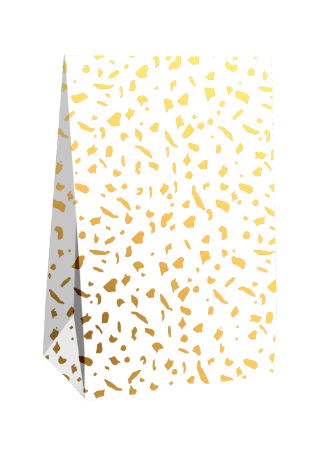 KP® Gift bag - Terrazzo wit/goud - 15 x 6 x 24,5 + 4cm, 25st	