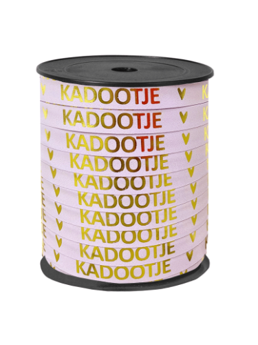 KP® Bedrukt cadeaulint - Kadootje Lila/Goud - 10mmx150m bedrukt cadeaulint, cadeaulint, kadolint, linten