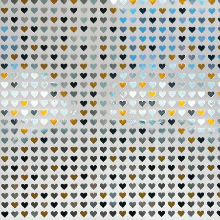 Afbeeldingen van Metallic papier 100m - Heart to heart white blauw/goud