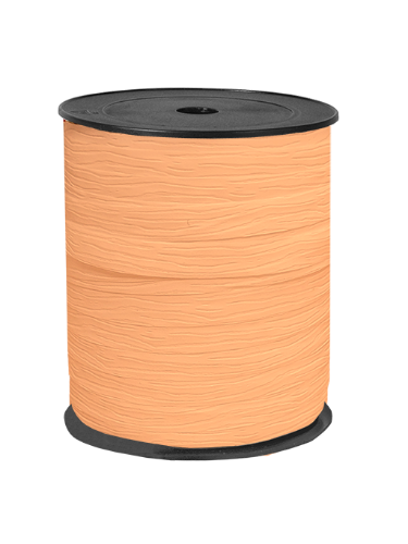 Paperlook krullint tweezijdig 10mm 250m, Peach krullint, paperlook krullint, cadeaulint