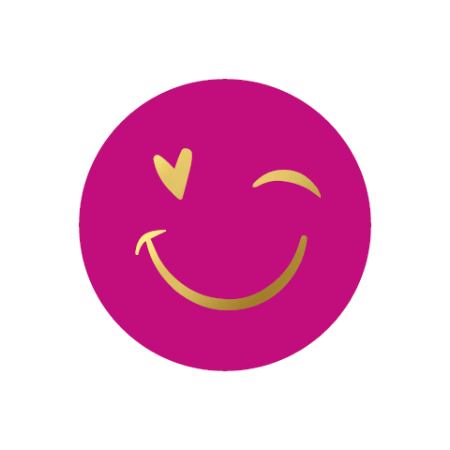 Stickers D50mm - Smiley Magenta/Goud 250p/r