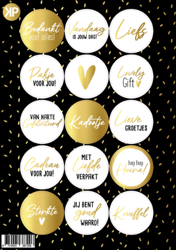 KP® A5 stickervellen - KP® Bestseller Zwart/Goud - 25 vellen stickervel, stickers