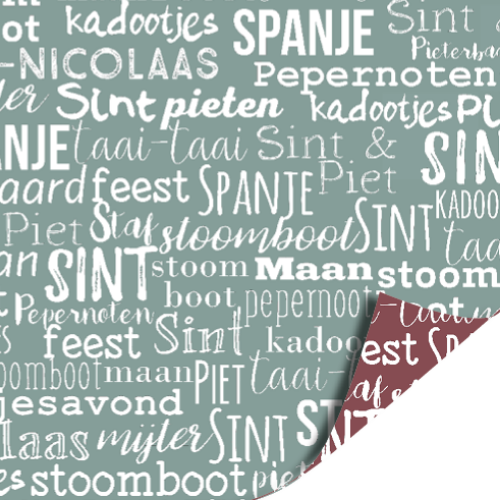 Coated papier 100m - Letter van de Sint Lilac AZ Mint inpakpapier, cadeaupapier, geschenkpapier, kadopapier