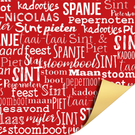 Afbeeldingen van Coated papier 30cm 100m - Letters van de Sint Rood/Wit AZ Goud