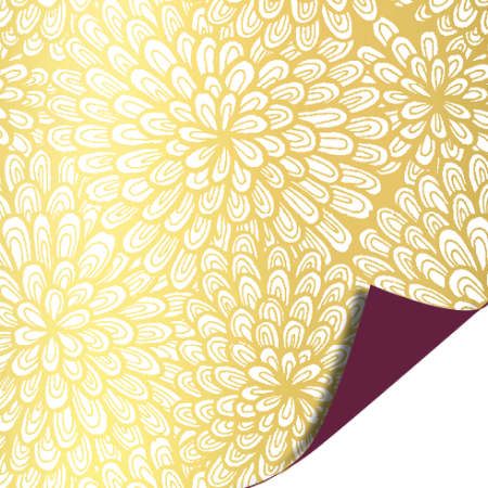 Afbeeldingen van Coated papier 30cm 100m - Luxury Flowers Gold AZ Mauve