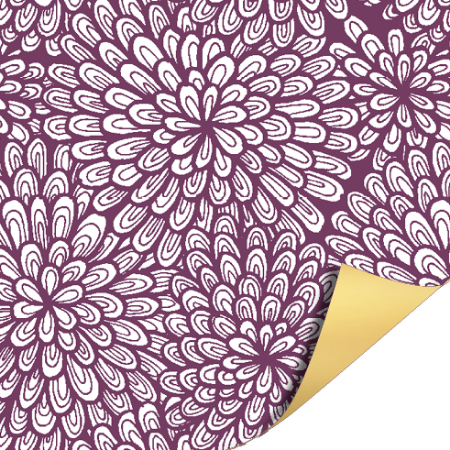 Afbeeldingen van Coated papier 30cm 100m - Luxury Flowers Mauve Gold