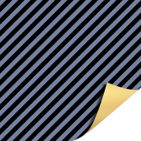 Afbeeldingen van Coated papier 30cm 100m - Stripes Denim/Black AZ Goud