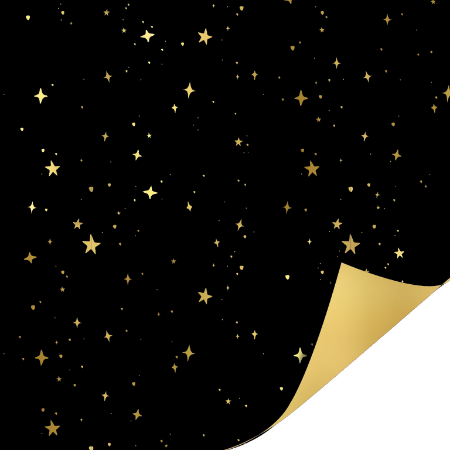 Afbeeldingen van KP® Metallic papier 30cm 100m - Stars by Night Black/Gold AZ gold