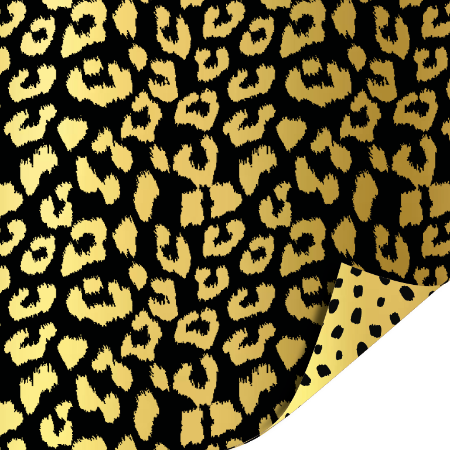 Afbeeldingen van Metallic papier 30cm 100m - Cheetah Black/Gold AZ 101-Dots Gold/Black