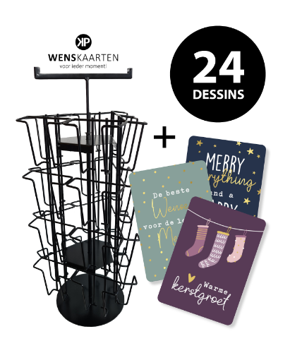Wenskaarten Assorti Kerst incl. display - 24 verschillende dessins wenskaarten, kaarten, ansichtkaarten