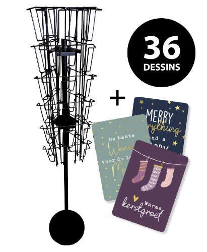 Toon details van Wenskaarten Assorti Kerst incl. display - 36 verschillende dessins Afbeeldingen van Wenskaarten Assorti Kerst incl. display - 36 verschillende dessins