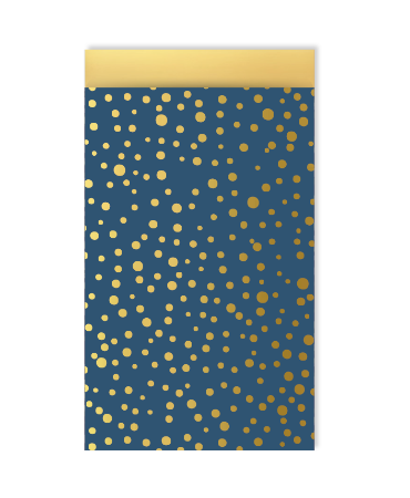 Afbeeldingen van Cadeauzakjes 12x19cm Confetti Feest Denim/Gold BiZ Gold 250st