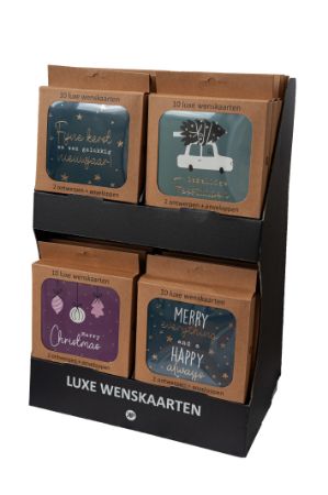 Kerstkaarten, wenskaarten, display, consumenten