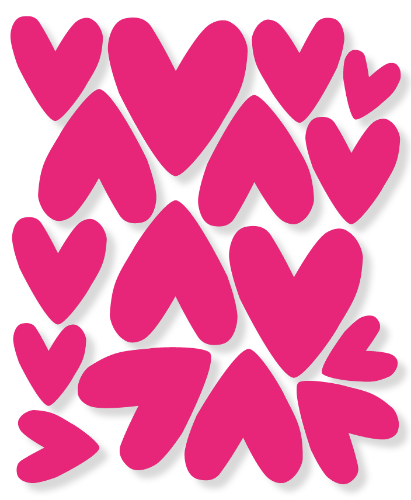 Raamsticker 50x60cm - Diverse hartjes - Roze Raamsticker 50x60cm, verschillende hartjes in roze tinten, raamdecoratie Valentijn, raamstickers romantische raamdecoratie