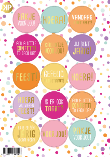 KP® A5 stickervel - KP® Confetti feest - 25 vellen stickervel, stickers