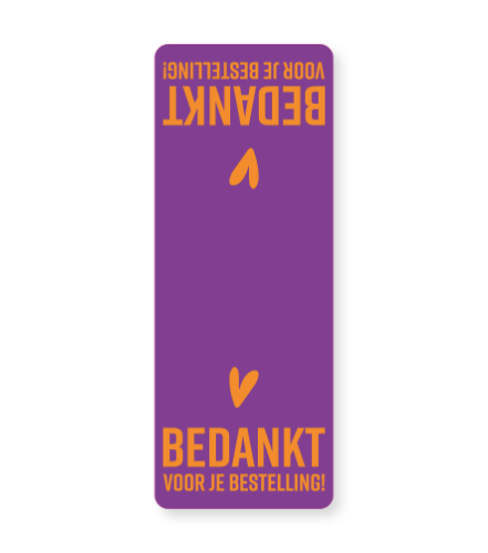 Sluitsticker - Bedankt voor je bestelling Paars/Oranje 55x143mm 500p/r sluitsticker, sticker
