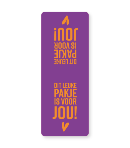 Sluitsticker - Dit leuke pakje is voor jou Paars/Oranje 55x143mm 500p/r sluitsticker, sticker
