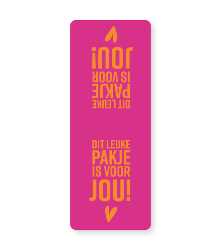 Sluitsticker - Dit leuke pakje is voor jou Roze/Oranje 55x143mm 500p/r sluitsticker, sticker