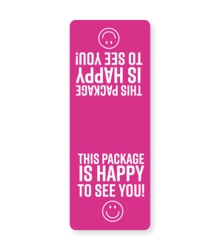 Sluitsticker - This package is happy to see you Pink/White 55x143mm 500p/r sluitsticker, sticker