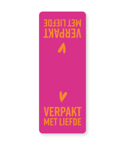 Sluitsticker - Verpakt met liefde Roze/Oranje 55x143mm 500p/r sluitsticker, sticker