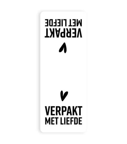 Sluitsticker - Verpakt met liefde Wit/Zwart 55x143mm 500p/r sluitsticker, sticker