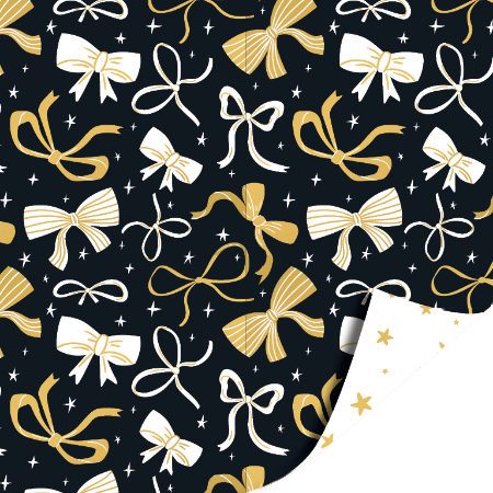 Afbeeldingen van KP® Cadeaupapier 50cm 100m - Bows black/gold