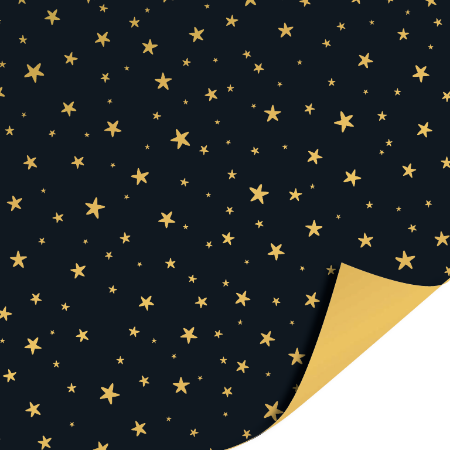Afbeeldingen van KP® Cadeaupapier 30cm 100m - Little stars black/gold