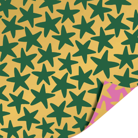 Afbeeldingen van KP® Cadeaupapier 50cm 100m - Stars gold/green