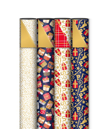 Consumentenrollen box - KP® Sinterklaas klassiek - 70cm x 2m 50rol consumentenrollen, cadeaupapier, geschenkpapier, inpakpapier