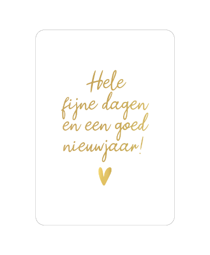 KP® Wenskaarten A6  - Hele fijne dagen goed nieuwjaar (wit) - 10 stuks Wit A6 wenskaart met gouden tekst 'Hele fijne dagen goed nieuwjaar' - set van 10 stuks