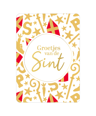 A6 wenskaart met tekst 'Groetjes van de Sint' - sinterklaasgroet, set van 10 stuks