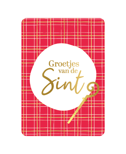 KP® Wenskaarten A6  - Groetjes van de Sint + ruit - 10 stuks A6 wenskaart met tekst 'Groetjes van de Sint' en rood/wit ruitmotief - set van 10 stuks