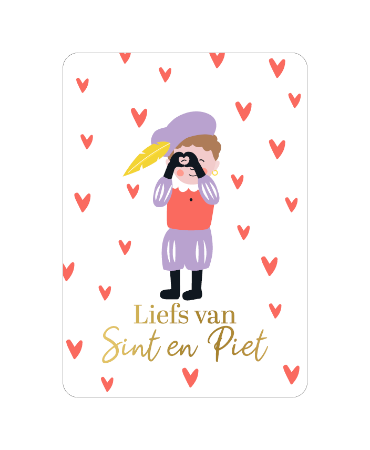 A6 wenskaart met tekst 'Veel liefs van Sint en Piet' - sinterklaasgroet, set van 10 stuks