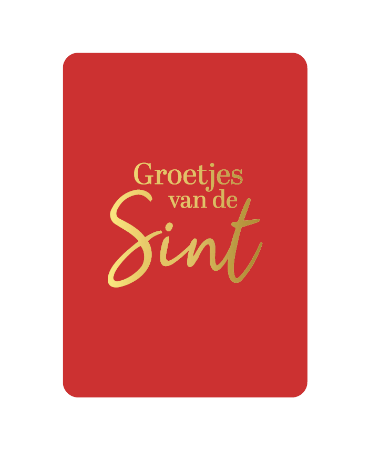 Rood A6 wenskaart met gouden tekst 'Groetjes van de sint' (rood) - set van 10 stuks
