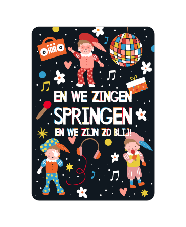 A6 sinterklaaskaart 'We zingen springen en we zijn zo blij', set van 10 stuks