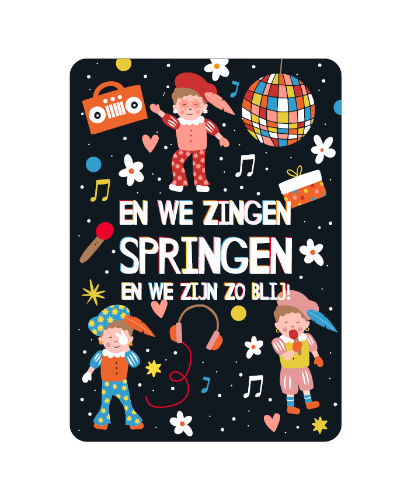 KP® Wenskaarten A6  - We zingen springen en we zijn zo blij - 10 stuks A6 sinterklaaskaart 'We zingen springen en we zijn zo blij', set van 10 stuks