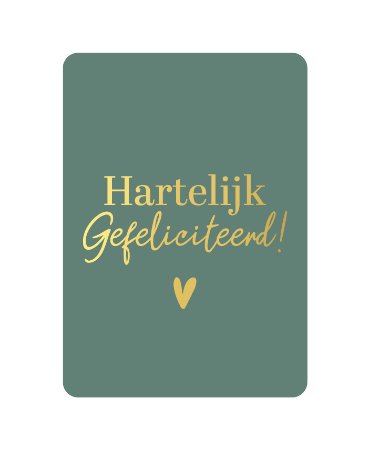 Groene A6 verjaardagskaart 'Hartelijk gefeliciteerd' met hart, set van 10 stuks