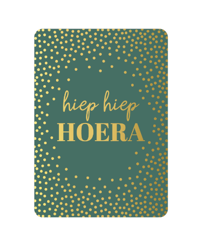 KP® Wenskaarten A6  - Hiep hiep hoera + stippen (groen) - 10 stuks Groene A6 verjaardagskaart 'Hiep hiep hoera' met stippen, set van 10 stuks