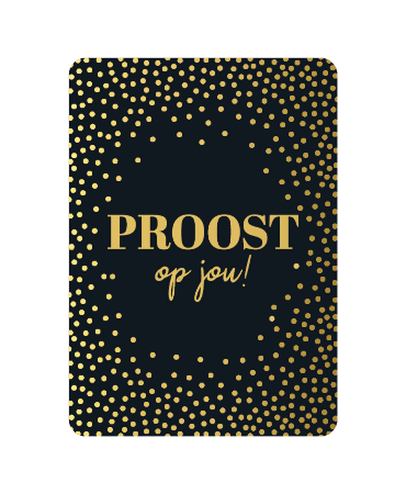 Zwarte A6 verjaardagskaart 'Proost op jou' met stippen, set van 10 stuks
