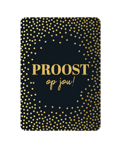 KP® Wenskaarten A6  - Proost op jou + stippen (zwart) - 10 stuks Zwarte A6 verjaardagskaart 'Proost op jou' met stippen, set van 10 stuks